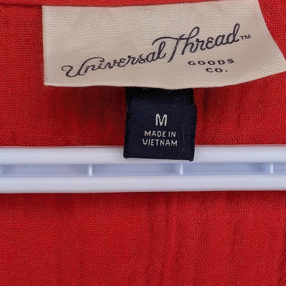 Universal Thread Target 100% Cotton Textured Button Down Romper Orange Red M - Picture 3 of 10